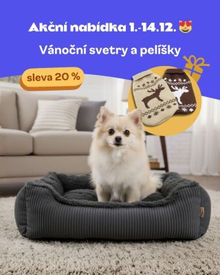 Vánoční pohodlí pro chlupáče právě teď se slevou 20 %! 🎄💛 Hřejivé svetry a měkoučké pelíšky jsou ten nejkrásnější dárek.🐶✨...